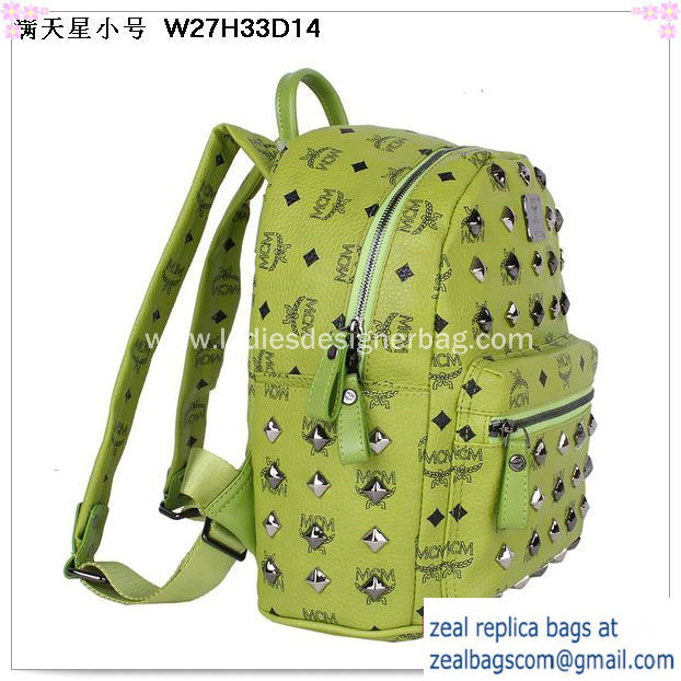 High Quality Replica Hot Sale MCM Stark Studded Small Backpack MC2089S Green - Click Image to Close